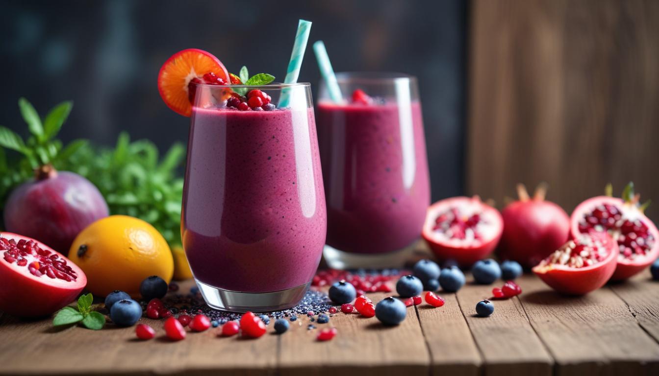 Antioksidan Zengini Yaban Mersini, Nar ve Goji Meyveli Smoothie