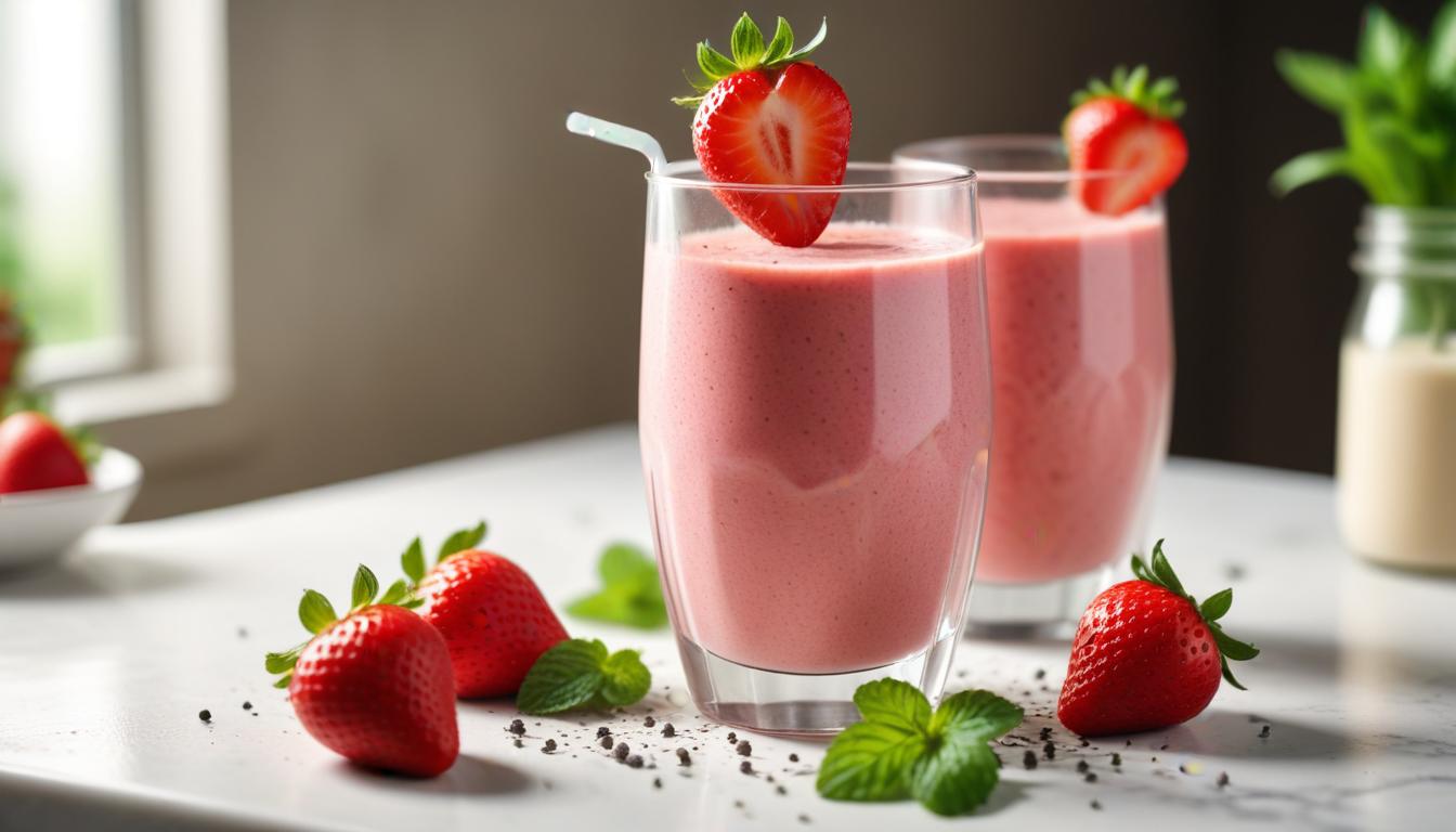 Badem Sütü ile Hazırlanan Çilekli Ferahlatıcı Smoothie