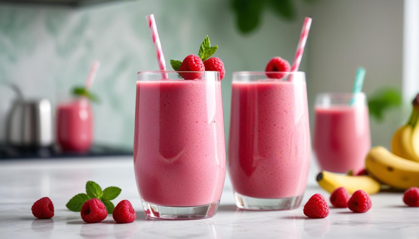 Pembe Rüya: Ahududu ve Muzlu Smoothie