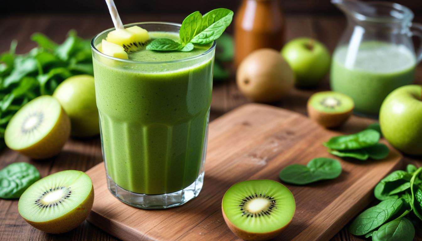 Yeşil Güç Bombası: Besleyici Ispanak, Elma ve Kivi Smoothie
