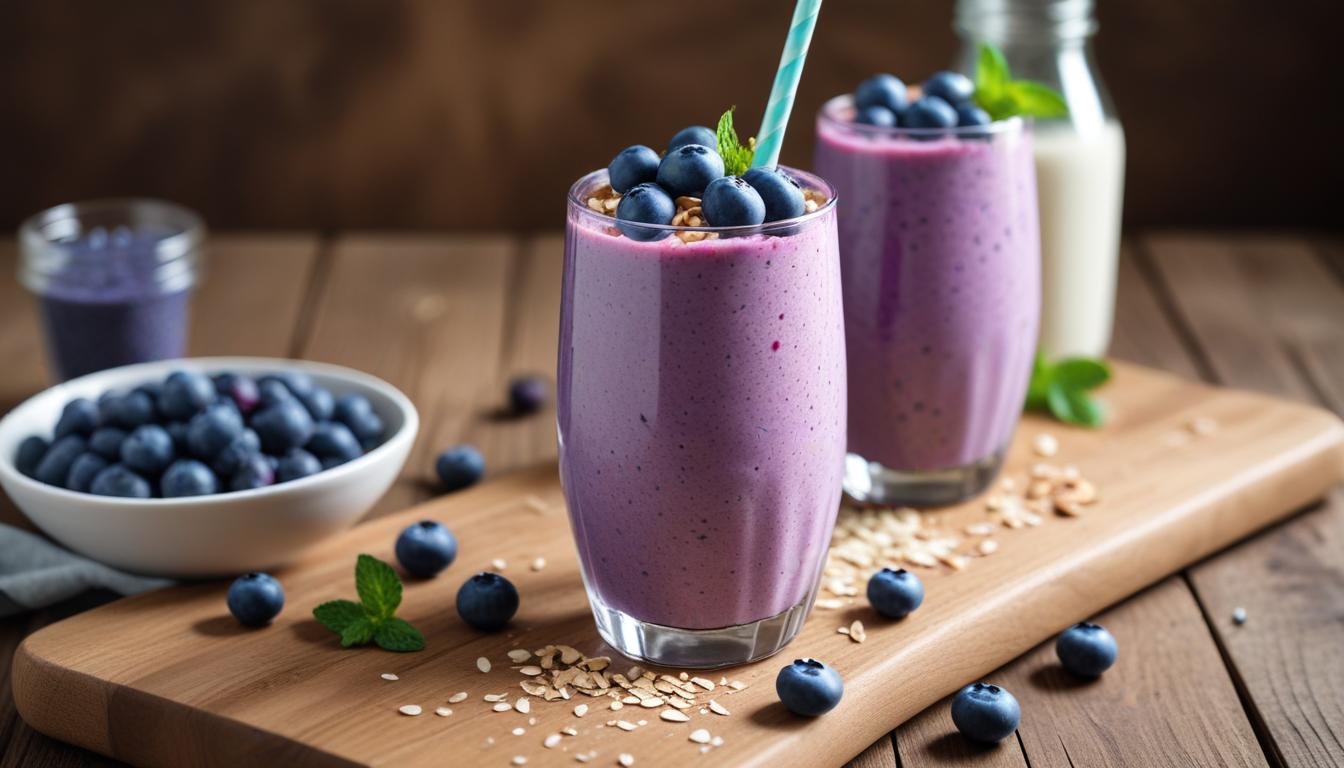 Yaban Mersinli ve Bademli Besleyici Smoothie
