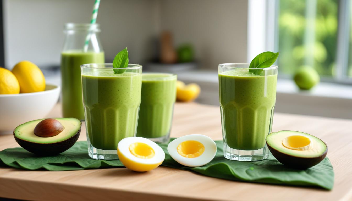 Güne Enerji Veren Avokado, Yumurta ve Ispanak Smoothie