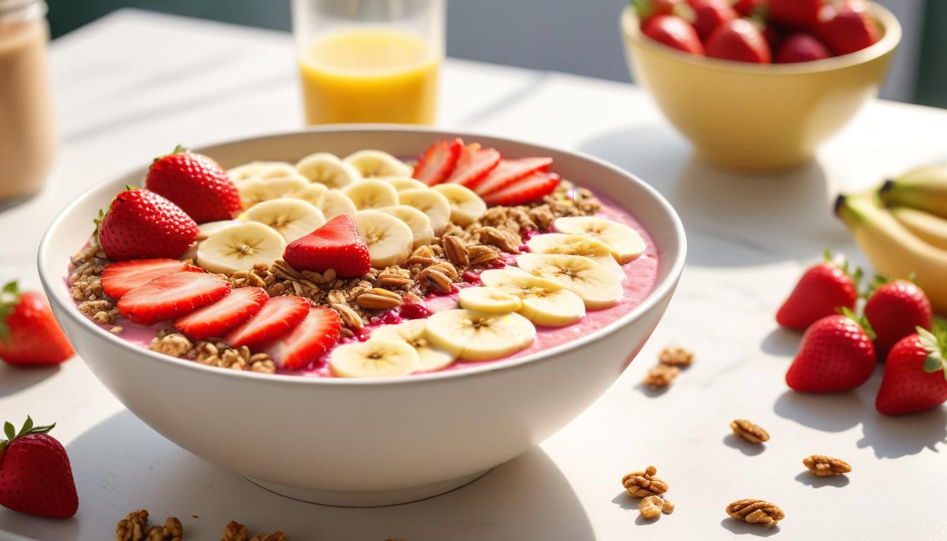 Çilek ve Muzla Zenginleştirilmiş Mükemmel Sabah Smoothie’si