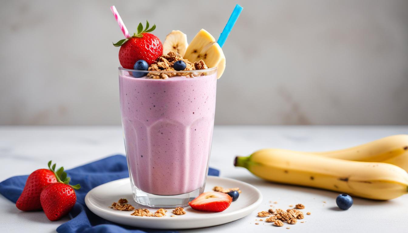 Enerji Dolu Yoğurtlu Meyve ve Granola Smoothie