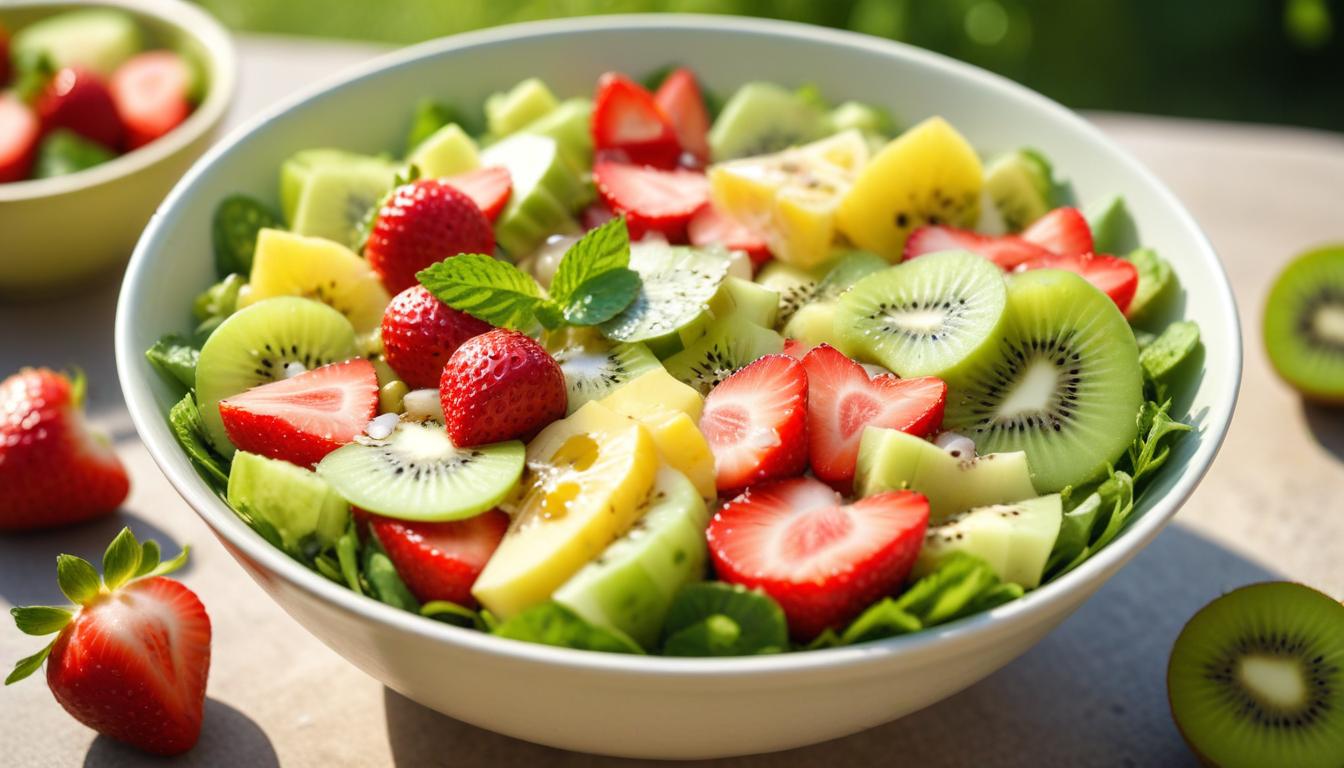 Ferahlık Dolu Çilek, Kivi ve Nane Salatası