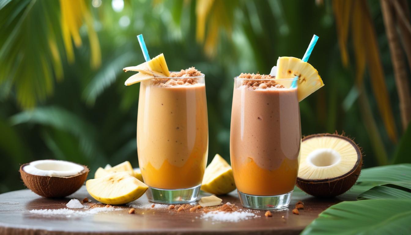 Tropikal Hindistan Cevizli ve Kakaolu Smoothie